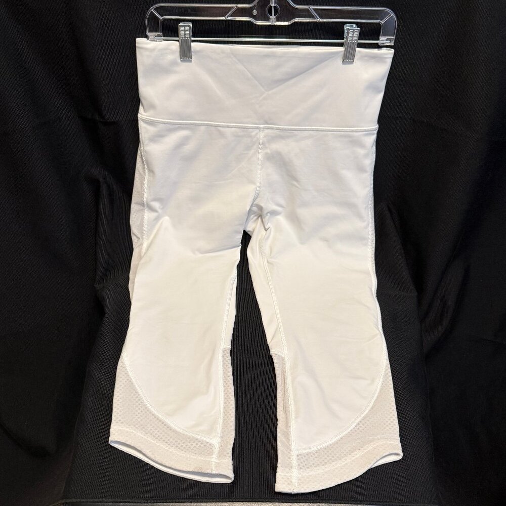 LULULEMON Women's Large White Ready Set Go Crop Mesh Panels
